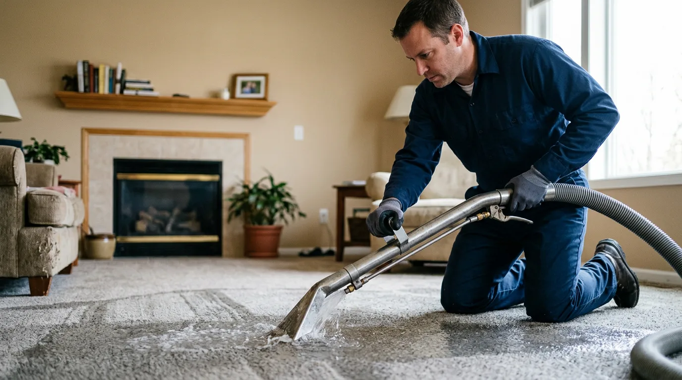 Water damage restoration technician working near Piqua, OH